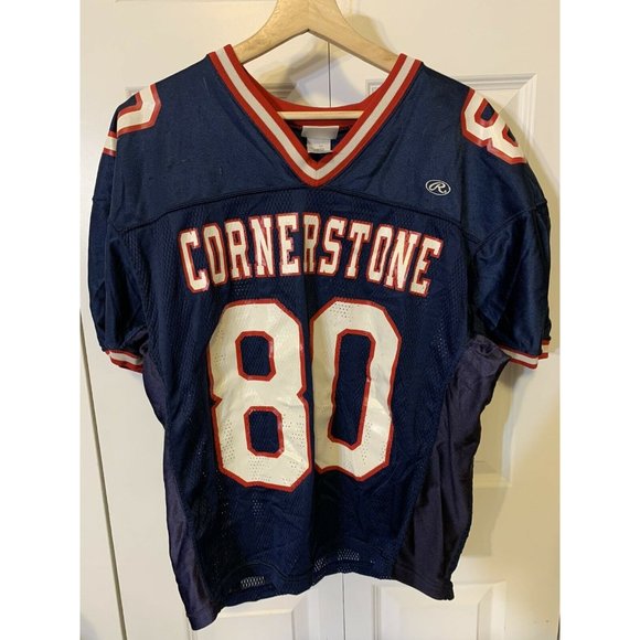 Rawlings Cornerstone Football Jersey Men’s Sz L Blue‎ Red - Picture 1 of 5